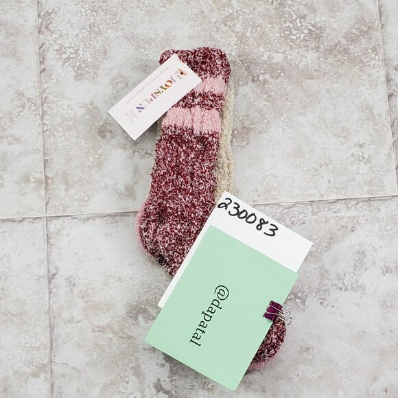 Booties Crew Fuzzy Grippers Joyspun Lounge Non Slip 2 Pair Socks Womens Sz 4-10 - Picture 7 of 7